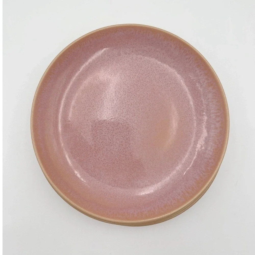 Set of 4 IKEA Blush Pink Speckled Reactive Glaze Stoneware Salad Plates 7.75